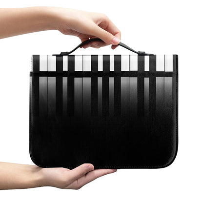 Black And White Piano Keyboard Print Leather Bible Cover