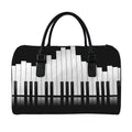 Black And White Piano Keyboard Print Leather Duffel Bag
