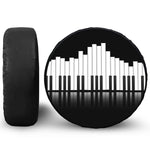 Black And White Piano Keyboard Print Leather Spare Tire Cover