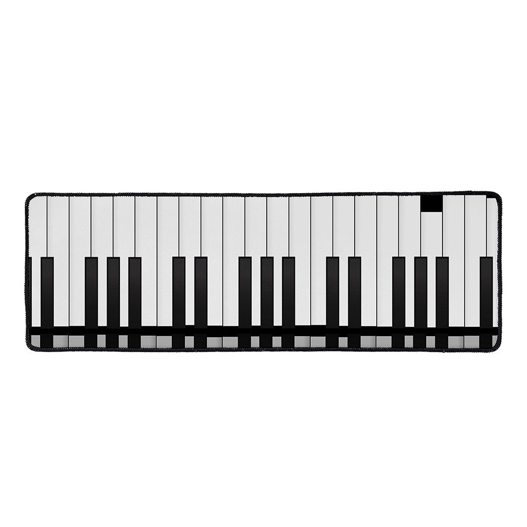 Black And White Piano Keyboard Print Long Kitchen Mat