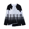 Black And White Piano Keyboard Print Long Sleeve Short Coat