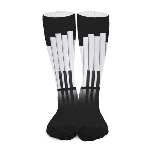 Black And White Piano Keyboard Print Long Socks