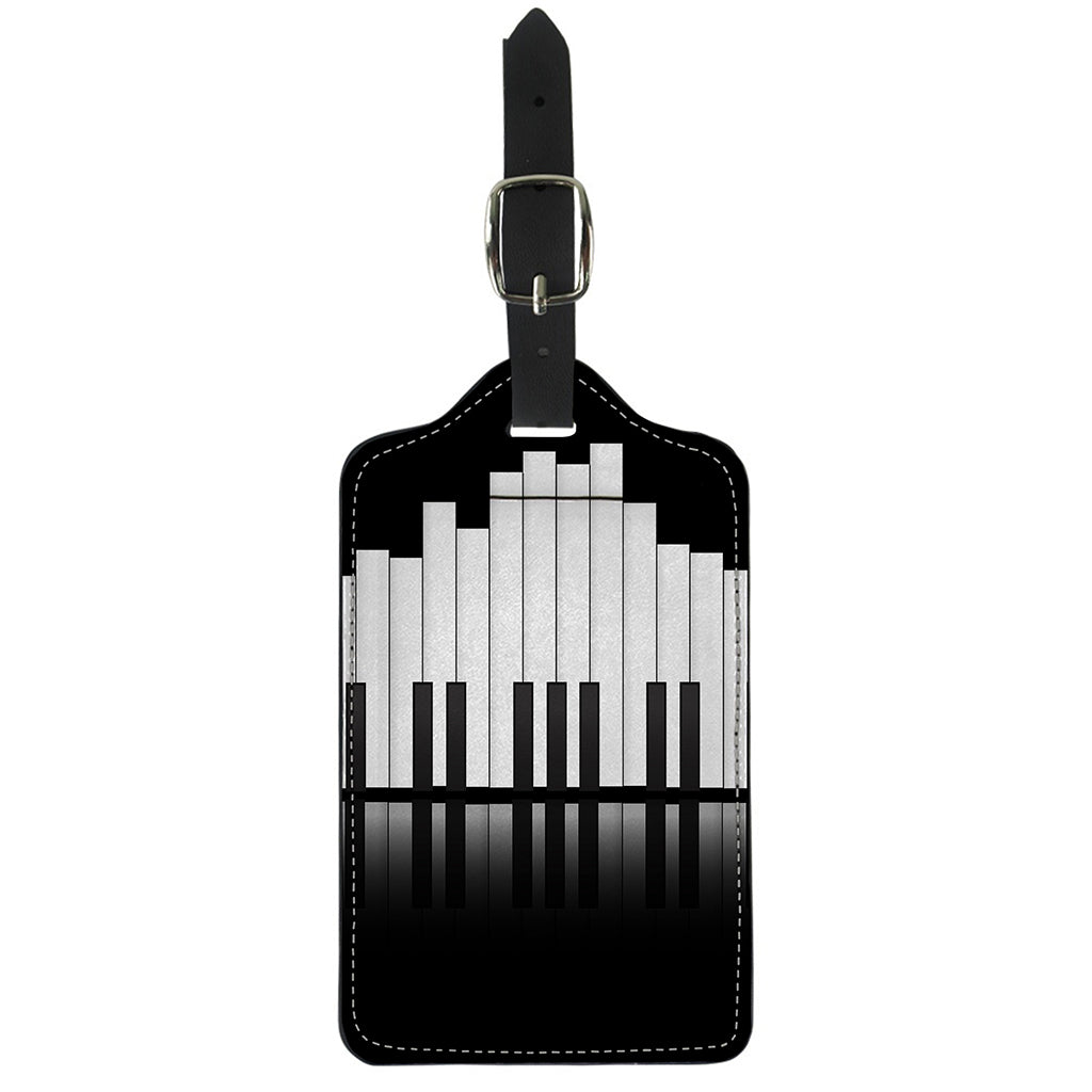Black And White Piano Keyboard Print Luggage Tag
