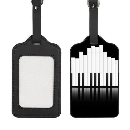 Black And White Piano Keyboard Print Luggage Tag
