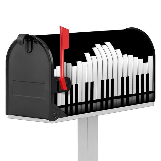 Black And White Piano Keyboard Print Mailbox Cover