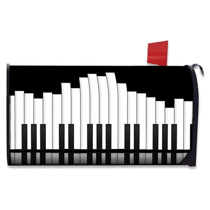 Black And White Piano Keyboard Print Mailbox Cover