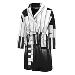 Black And White Piano Keyboard Print Men's Bathrobe