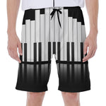 Black And White Piano Keyboard Print Men's Beach Shorts