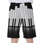 Black And White Piano Keyboard Print Men's Beach Shorts