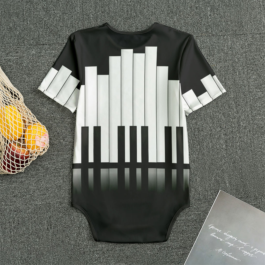 Black And White Piano Keyboard Print Men's Bodysuit
