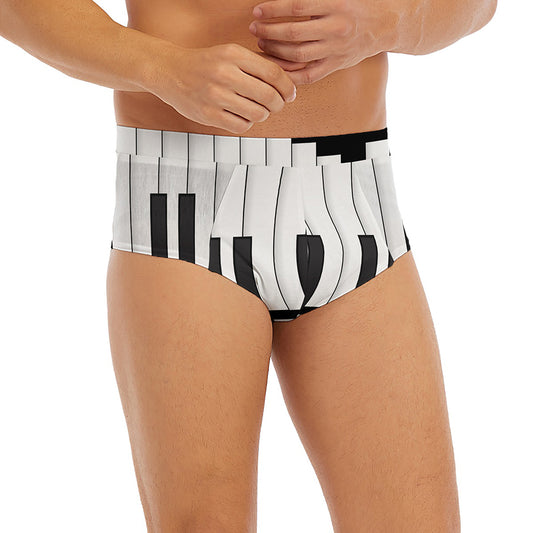 Black And White Piano Keyboard Print Men's Briefs