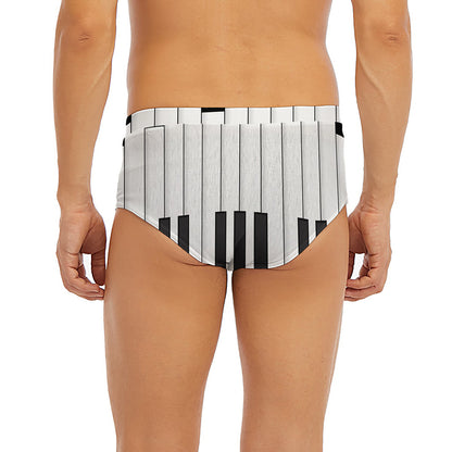 Black And White Piano Keyboard Print Men's Briefs