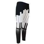 Black And White Piano Keyboard Print Men's Compression Pants