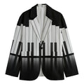 Black And White Piano Keyboard Print Men's Cotton Blazer