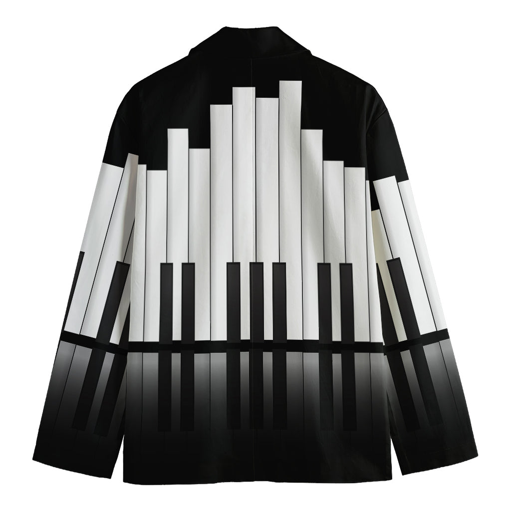 Black And White Piano Keyboard Print Men's Cotton Blazer