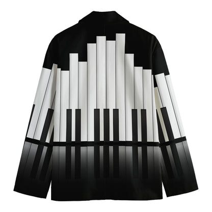 Black And White Piano Keyboard Print Men's Cotton Blazer