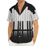 Black And White Piano Keyboard Print Men's Deep V-Neck Shirt