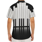 Black And White Piano Keyboard Print Men's Deep V-Neck Shirt