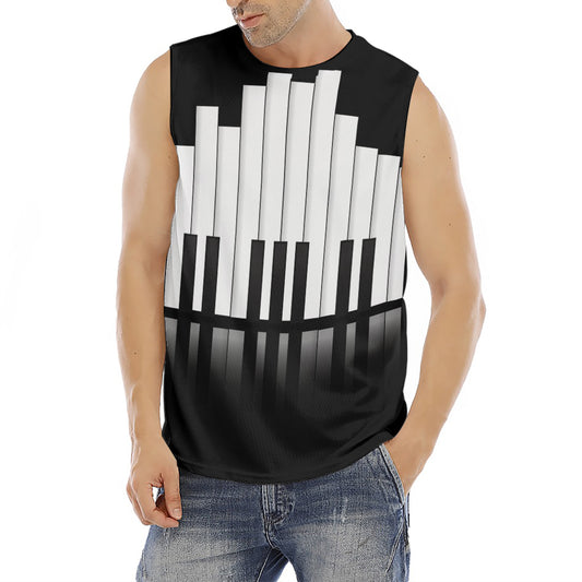 Black And White Piano Keyboard Print Men's Fitness Tank Top