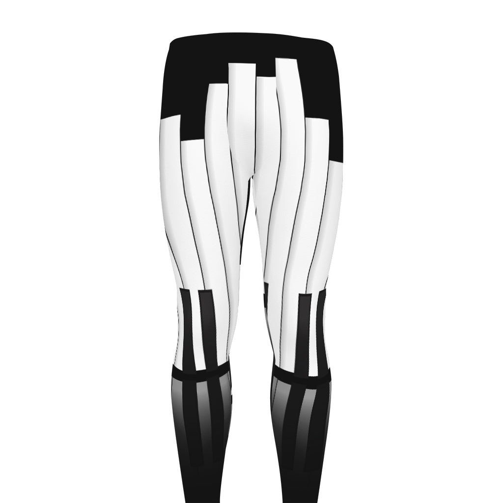 Black And White Piano Keyboard Print Men's leggings