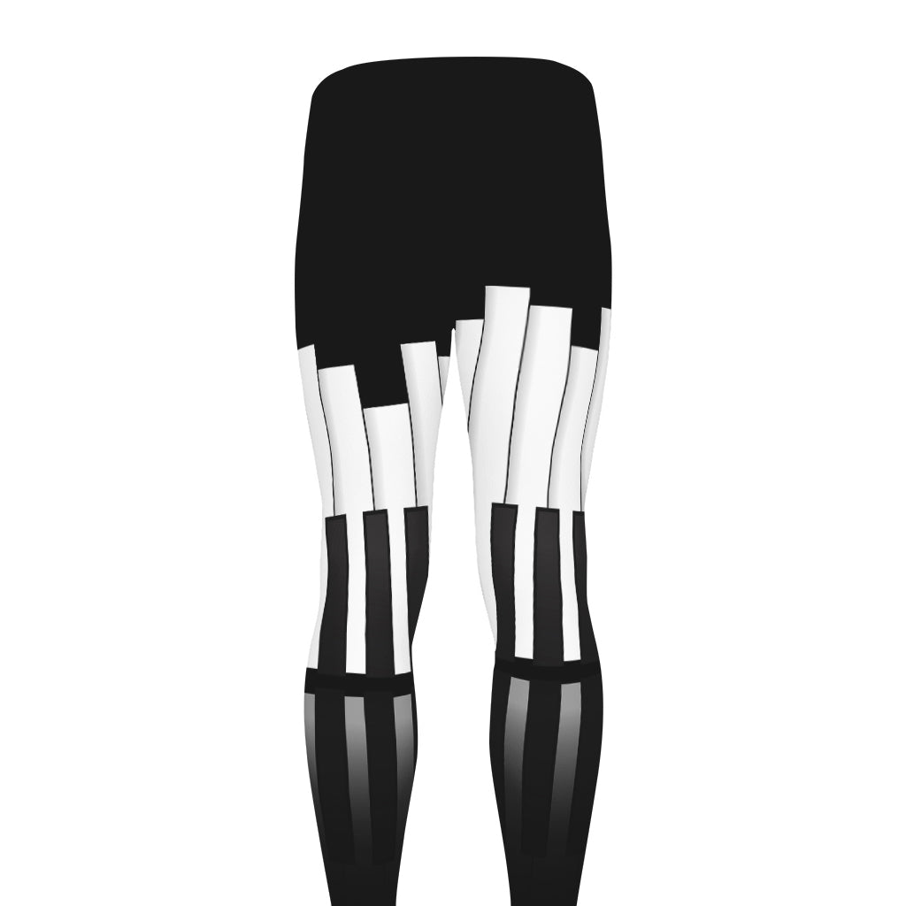 Black And White Piano Keyboard Print Men's leggings
