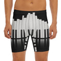 Black And White Piano Keyboard Print Men's Long Boxer Briefs
