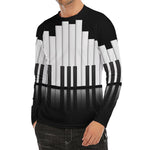 Black And White Piano Keyboard Print Men's Long Sleeve Rash Guard