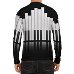 Black And White Piano Keyboard Print Men's Long Sleeve Rash Guard