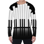 Black And White Piano Keyboard Print Men's Long Sleeve T-Shirt