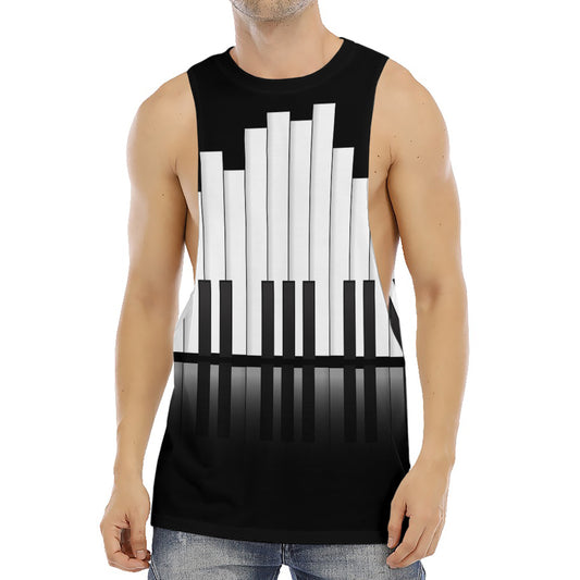 Black And White Piano Keyboard Print Men's Muscle Tank Top