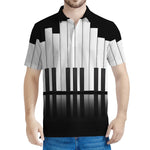 Black And White Piano Keyboard Print Men's Polo Shirt