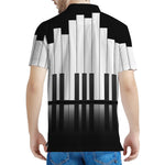 Black And White Piano Keyboard Print Men's Polo Shirt