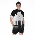 Black And White Piano Keyboard Print Men's Romper