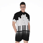 Black And White Piano Keyboard Print Men's Rompers