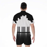 Black And White Piano Keyboard Print Men's Rompers