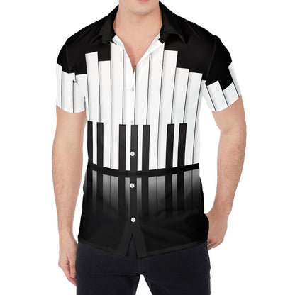 Black And White Piano Keyboard Print Men's Shirt