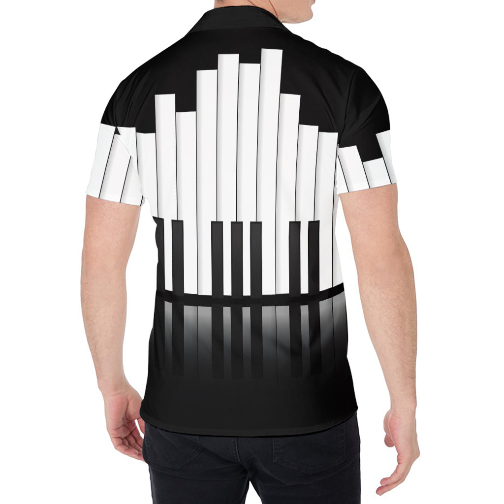 Black And White Piano Keyboard Print Men's Shirt