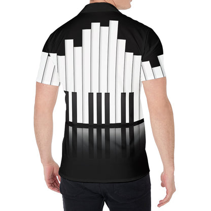 Black And White Piano Keyboard Print Men's Shirt