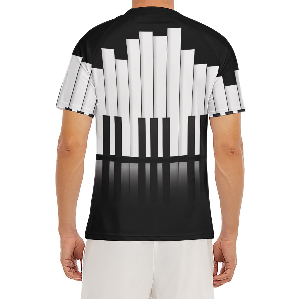 Black And White Piano Keyboard Print Men's Short Sleeve Rash Guard