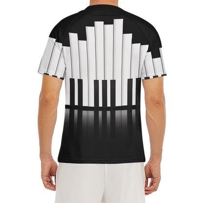 Black And White Piano Keyboard Print Men's Short Sleeve Rash Guard
