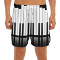Black And White Piano Keyboard Print Men's Split Running Shorts