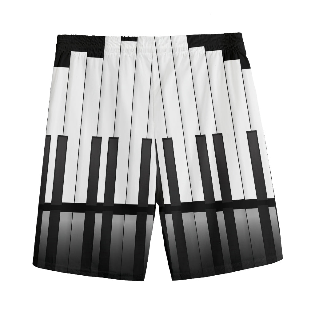 Black And White Piano Keyboard Print Men's Sports Shorts
