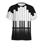 Black And White Piano Keyboard Print Men's Sports T-Shirt