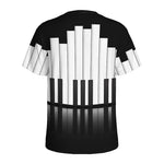 Black And White Piano Keyboard Print Men's Sports T-Shirt