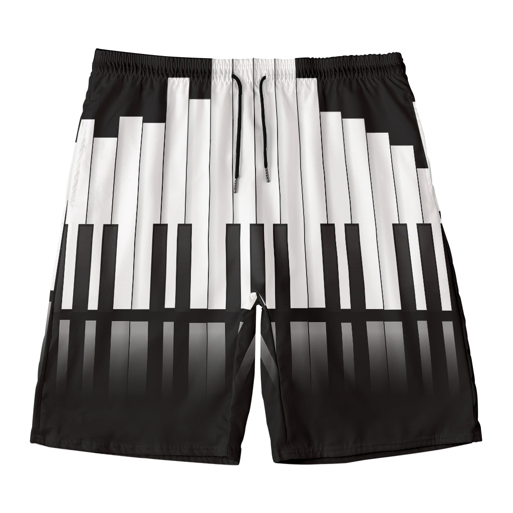 Black And White Piano Keyboard Print Men's Swim Trunks