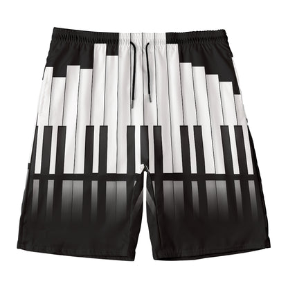 Black And White Piano Keyboard Print Men's Swim Trunks