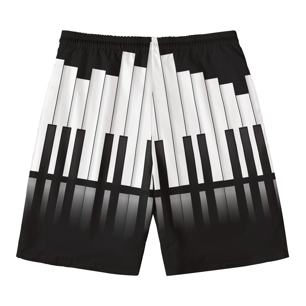 Black And White Piano Keyboard Print Men's Swim Trunks