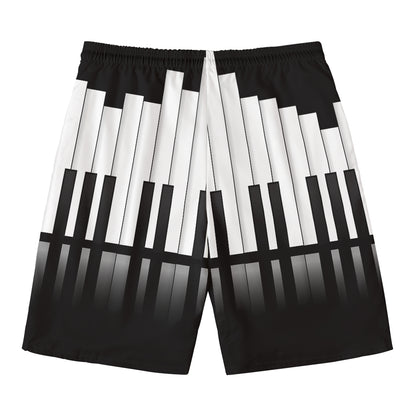 Black And White Piano Keyboard Print Men's Swim Trunks