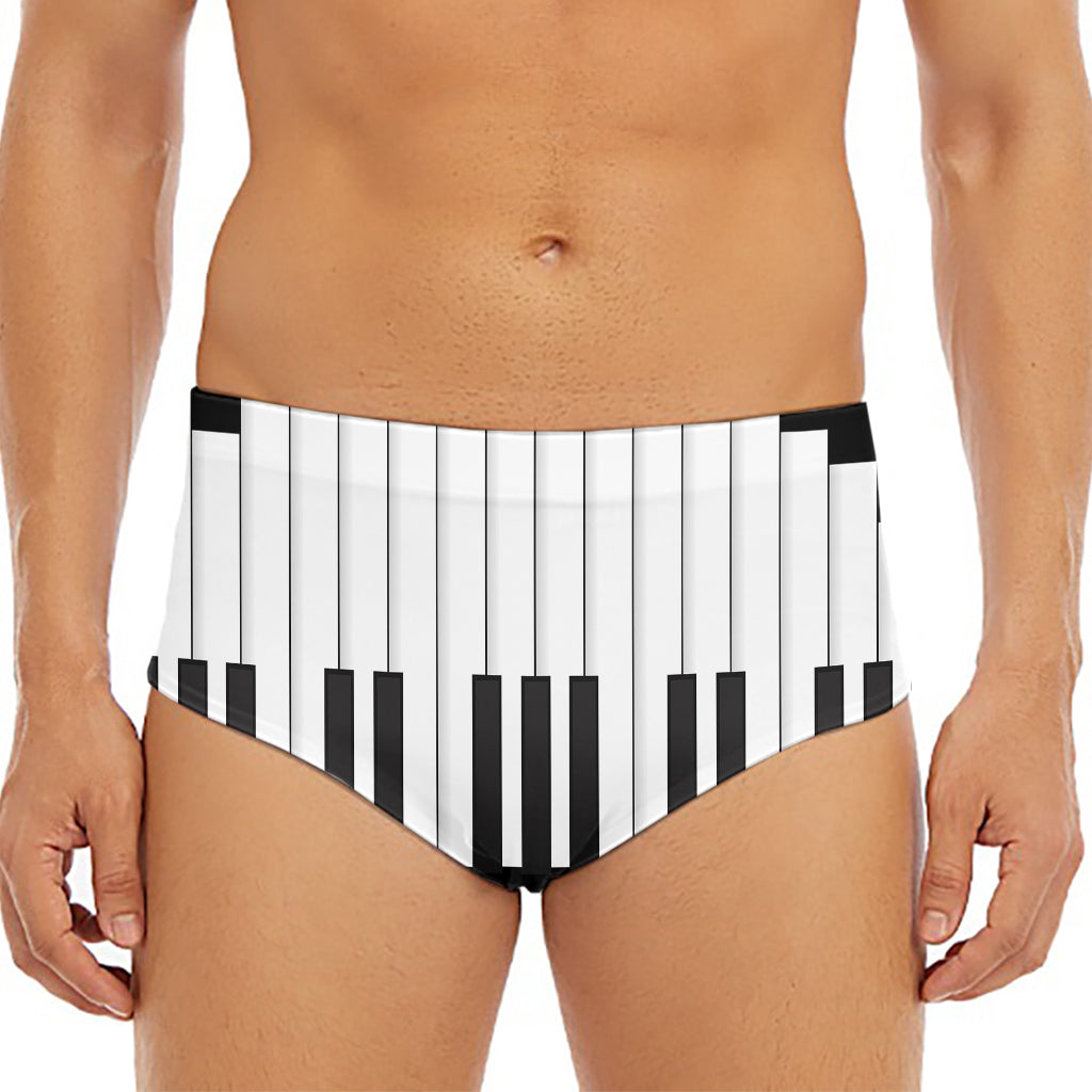 Black And White Piano Keyboard Print Men's Triangle Swim Briefs