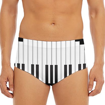 Black And White Piano Keyboard Print Men's Triangle Swim Briefs